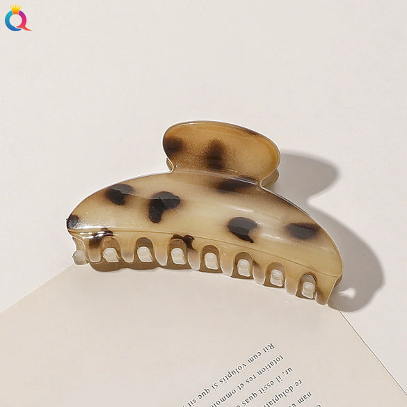 Imitation Acetic Acid Handmade Leopard Print Geometric Hair Clip For Women