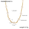 Imitation Pearl Allmatch Clavicle 316L Stainless Steel Necklace French Retro Beaded Stitching Electroplated With True Gold Geometric Style