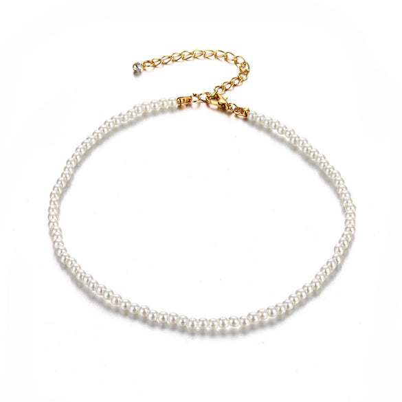 Imitation Pearl Alloy Plastic Resin Necklace With Geometric Design And Inlaid Pearls