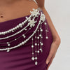 Imitation Pearl And Copper Clad Iron Beaded Tassel Waist Chain For Female Casual Style