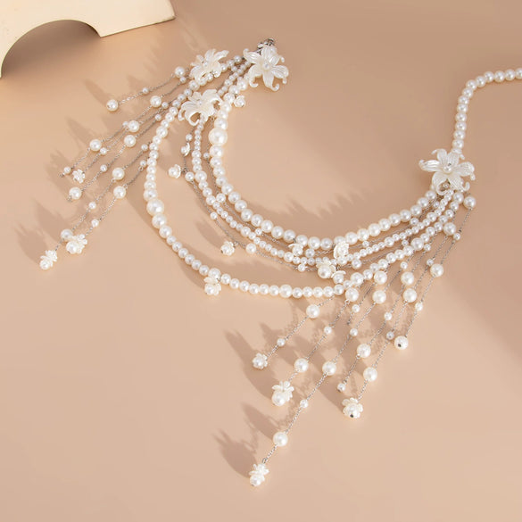 Imitation Pearl And Copper Clad Iron Beaded Tassel Waist Chain For Female Casual Style