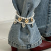 Imitation Pearl Beaded Anklet With Metal Heart Pendant And Tassel For Women Casual Style