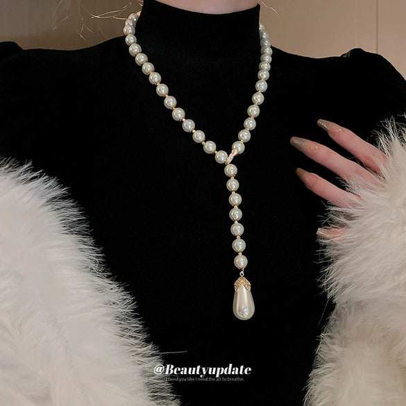Imitation Pearl Dropshaped Handmade Necklace For Women Luxury Jewelry
