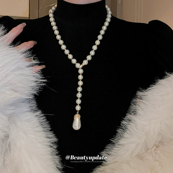Imitation Pearl Dropshaped Handmade Necklace For Women Luxury Jewelry