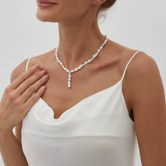 Imitation Pearl Geometric Handmade Clavicle Chain Necklace For Women