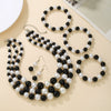 Imitation Pearl Jewelry Set Geometric Shape Earrings Necklace Bracelet
