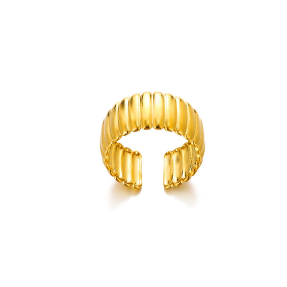 Imitation Pearl Stainless Steel Geometric Open Ring For Women Electroplated Retro Light Luxury Jewelry
