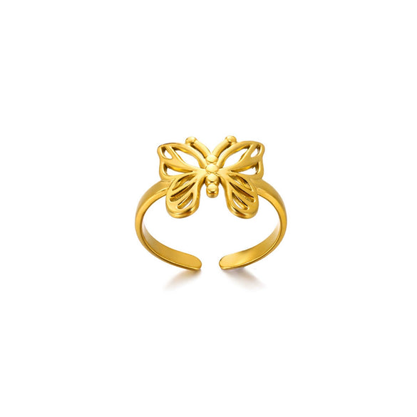 Imitation Pearl Stainless Steel Geometric Open Ring For Women Electroplated Retro Light Luxury Jewelry