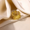 Imitation Pearl Stainless Steel Geometric Open Ring For Women Electroplated Retro Light Luxury Jewelry