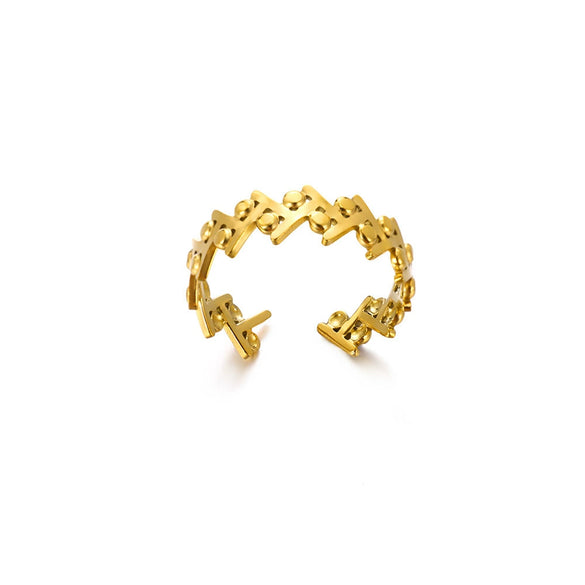 Imitation Pearl Stainless Steel Geometric Open Ring For Women Electroplated Retro Light Luxury Jewelry