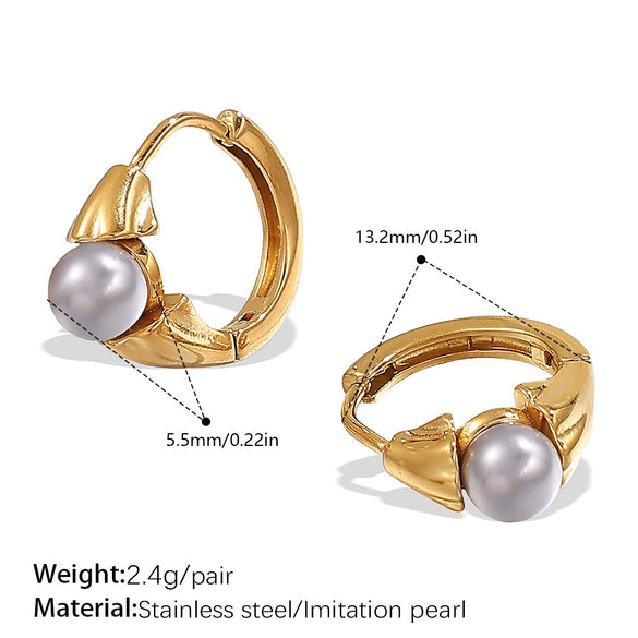 Imitation Pearl Stainless Steel 316L Stainless Steel Rhinestone Electroplated Simple Style Highend Earrings