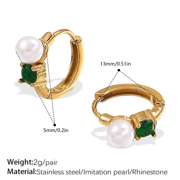 Imitation Pearl Stainless Steel 316L Stainless Steel Rhinestone Electroplated Simple Style Highend Earrings