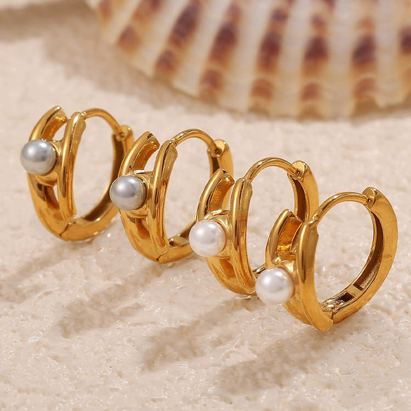 Imitation Pearl Stainless Steel 316L Stainless Steel Rhinestone Electroplated Simple Style Highend Earrings