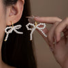 Imitation Pearl Sweet Bow Earrings For Women With Electroplating