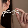 Imitation Pearl Sweet Bow Earrings For Women With Electroplating