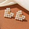 Imitation Pearl Sweet Bow Earrings For Women With Electroplating