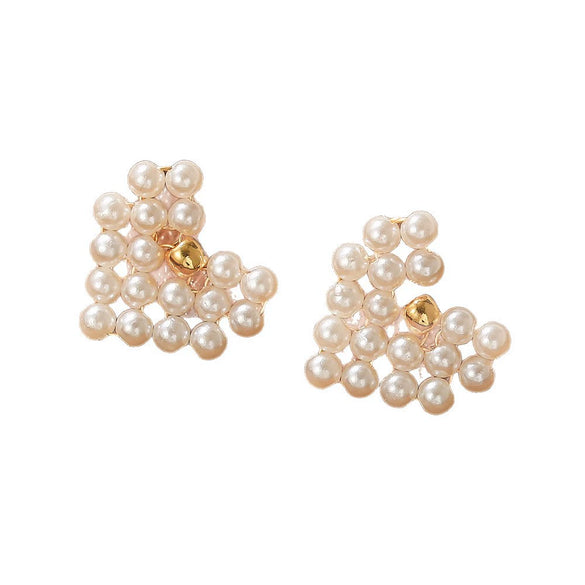 Imitation Pearl Sweet Bow Earrings For Women With Electroplating