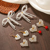 Imitation Pearl Sweet Bow Earrings For Women With Electroplating
