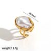 Imitation Pearl Titanium Steel Ring Earrings Jewelry Set Electroplating Irregular Opening