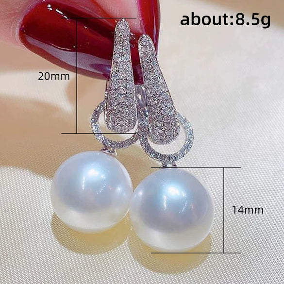 Imitation Pearl Zircon Geometric U Shape Inlaid Women's Earrings
