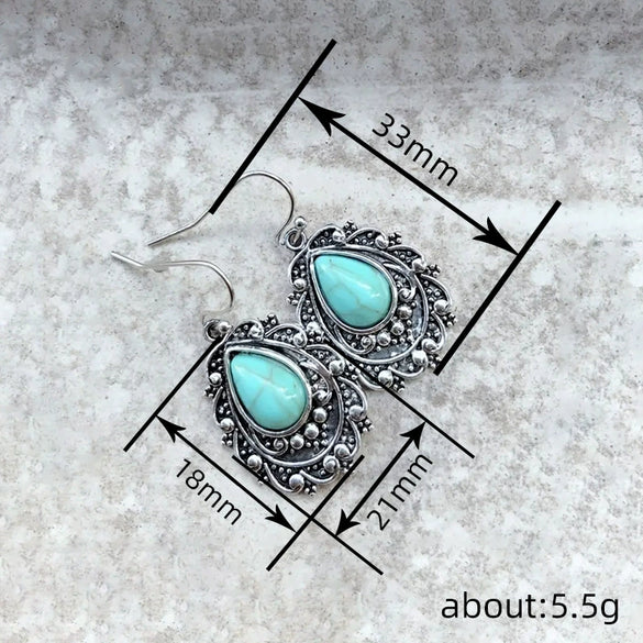 Imitation Turquoise Alloy Geometric Women's Artistic Retro Earrings