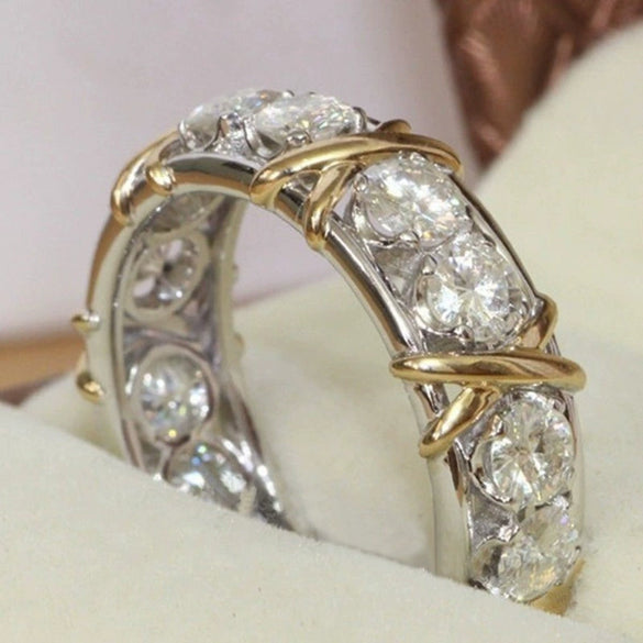 Independent Station Hot White Zircon Ring Plating Double Color Gold Elephant Ladies Simple Jewelry  Wholesale