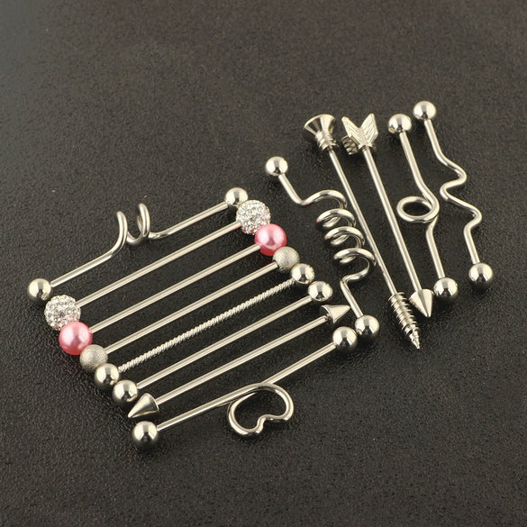 Industrial Barbell Crossbar Piercing Jewelry Stainless Steel Geometric Fruit Food Style