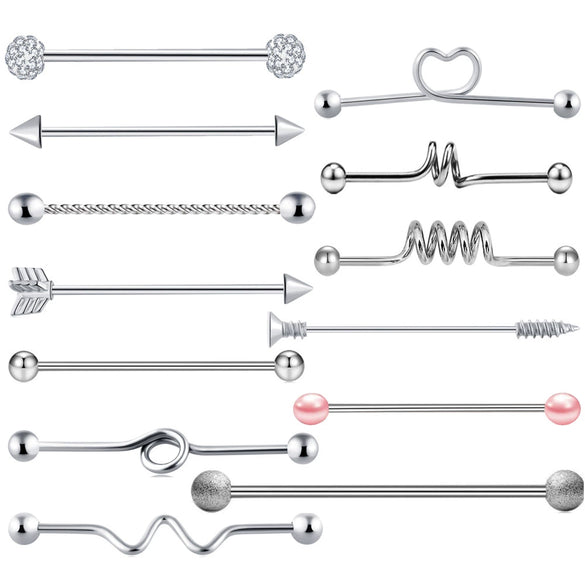 Industrial Barbell Crossbar Piercing Jewelry Stainless Steel Geometric Fruit Food Style