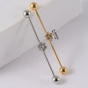 Industrial Barbell Earrings Stainless Steel Multiple Flower Hirback Pattern Electroplating