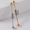 Industrial Barbell Earrings Stainless Steel Multiple Flower Hirback Pattern Electroplating