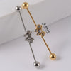 Industrial Barbell Earrings Stainless Steel Multiple Flower Hirback Pattern Electroplating