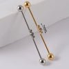 Industrial Barbell Earrings Stainless Steel Multiple Flower Hirback Pattern Electroplating