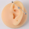 Industrial Barbell Earrings Stainless Steel Multiple Flower Hirback Pattern Electroplating