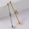 Industrial Barbell Earrings Stainless Steel Multiple Flower Hirback Pattern Electroplating