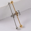 Industrial Barbell Earrings Stainless Steel Multiple Flower Hirback Pattern Electroplating