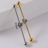 Industrial Barbell Earrings Stainless Steel Multiple Flower Hirback Pattern Electroplating