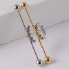 Industrial Barbell Earrings Stainless Steel Multiple Flower Hirback Pattern Electroplating