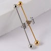 Industrial Barbell Earrings Stainless Steel Multiple Flower Hirback Pattern Electroplating