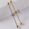 Industrial Barbell Earrings Stainless Steel Multiple Flower Hirback Pattern Electroplating