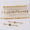 Industrial Barbell Earrings Stainless Steel Multiple Flower Hirback Pattern Electroplating