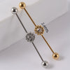 Industrial Barbell Earrings Stainless Steel Multiple Flower Hirback Pattern Electroplating