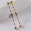 Industrial Barbell Earrings Stainless Steel Multiple Flower Hirback Pattern Electroplating