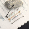 Industrial Barbell Earrings Stainless Steel Wave Style Electroplating Zircon