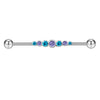 Industrial Barbell Earrings Stainless Steel Wave Style Electroplating Zircon