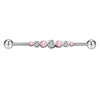 Industrial Barbell Earrings Stainless Steel Wave Style Electroplating Zircon
