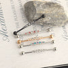 Industrial Barbell Earrings Stainless Steel Wave Style Electroplating Zircon