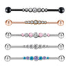 Industrial Barbell Earrings Stainless Steel Wave Style Electroplating Zircon