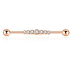 Industrial Barbell Earrings Stainless Steel Wave Style Electroplating Zircon