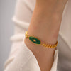 Inlaid African Jade Retro Unisex Titanium Steel Bracelet With Geometric Design And Electroplating