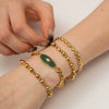 Inlaid African Jade Retro Unisex Titanium Steel Bracelet With Geometric Design And Electroplating